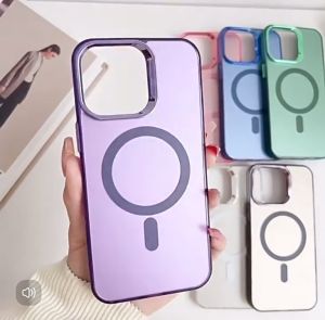 AKABEILA  IMD เคสโทรศัพท์ชาร์จแม่เหล็กสีสันสดใส For Samsung S25 Ultra S24 S23 Ultra FE Plus เคสชาร์จไร้สายชุบไฟฟ้าสุดหรู