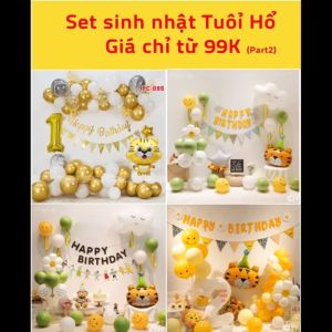 Tặng Bơm Băng Keo - Trang Trí Sinh Nhật - Combo Trang Trí Sinh Nhật Cho Bé Trai Gái Phong Cách Hàn Quốc Bong Bóng Hổ Đội Nón Đáng Yêu - MBB DECOR