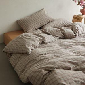 WUYINLIANGPIN | Check Weave Austen Style Washed Cotton Full Cotton Sheet Set