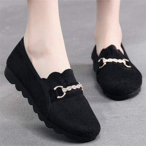 Autumn Old Beijing Cloth Shoes Womens Shoes Gommino Slip-on Pu Sole Mom Shoes Black Work Shoes Soft Bottom