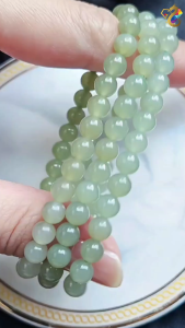 Collection Grade Icy Green Nephrite Jade Bracelet