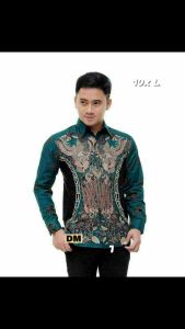 MAMAS-TERBARU BATIK PEKALONGAN PRIA DEWASA LENGAN PANJANG MOTIF KLUWUNG HIJAU KEKINIAN VIRAL WA113