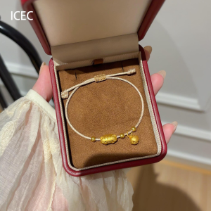 Retro Gold French Bread Cat Bell Woven Hand Rope New Chinese Style Elegance Luxury Small Luxury High End Pullable Bracelet