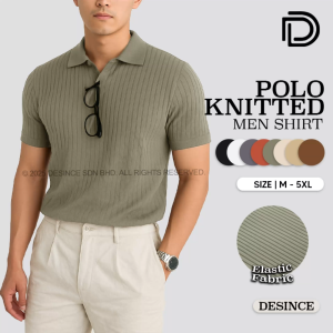 🇲🇾 DESINCE Men Polo Shirt Button Up Collar Knitted Shirt Solid Color Top Knit Wear Baju Polo Lelaki Baju Berkolar MT 058