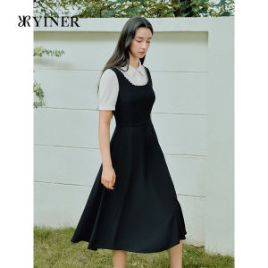 YINER | Stylish Color Contrast Fitted Illusion Two-piece Dress