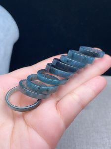 Zhongxian Emerald A Grade Ice Ukuwaji Square Ring Pendant with Multi-Precious Flowery Jade Ring for Couples Simple Round Cut