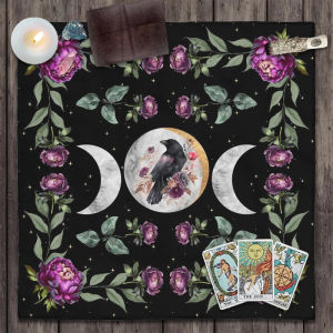 VIKAMA Hồng Xanh Mandala Tarot Bàn Thờ Vải Boho Huyền Bí Bói Toán Thảm Trang Trí Tâm Linh Có Thể Giặt Bằng Máy Khăn Trải Bàn Polyester