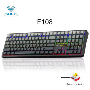AULA | AULA F108 PRO Wireless Mechanical Keyboard with Screen Knob Full Size 8000mAh Battery RGB Backlit Hot Swappable Gaming Keyboard
