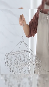 Stainless Steel Drying Rack with 30/40/50 Clips Windproof Ipitan Hanger Ipitan Hangerfor Sock Underwear Clothes