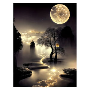 Huacan DIY Diamond Painting Landscape Mosaic Moon Complete Kit Decoration For Home