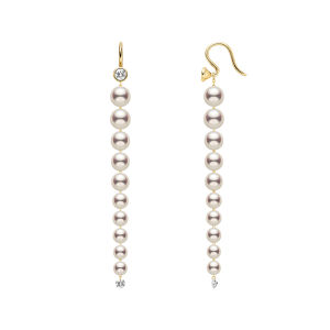 Helas | Flowing Core Freshwater Pearl and Lab-grown Diamond Earring with 14K Gold Hook