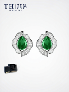 T&H | Luxury Green Gemstone Silver Earrings