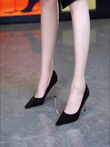 French Pointed Toe High Heels Womens Spring 2025 New Elegant Black Commute Work Versatile Thin Heel Single Shoes Fashionable