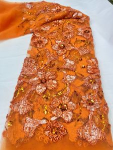 5yard African Lace Fabric 2026 High Quality New Nigerian 3D Flower Tulle Lace Fabric for Party Dress AT2959