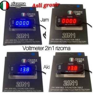 Volt Meter Rizoma Voltmeter Rizoma Volt Meter Led Motor Mobil Voltmeter Aki Digital Dan Jam 2IN1 Waterproof Universal