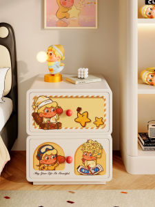 RUIDEDAN | Cute Cartoon Creative Bedside Table with Double Drawers Storage Shelf