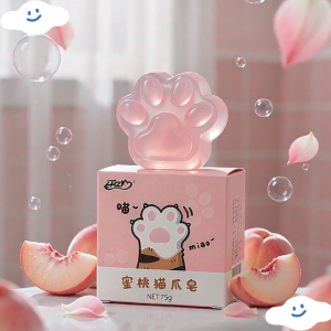 BUY 1 TAKE 1 Peach Cat Paw Jelly Soap 75g | Mite Removal Bath Soap for Kids & Adults | Facial Cleanser Makeup Remover Body Wash