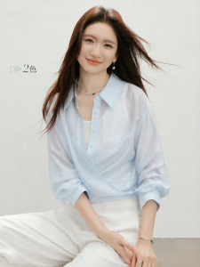 HOPESHOW | Age Reducing Summer New Womens Stripe Embroidery Wrap Belted Collar Shirt