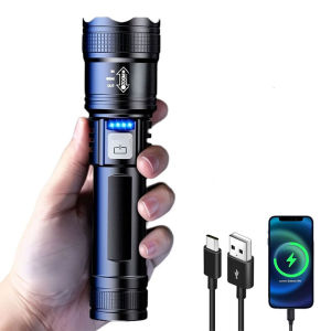 Portable Hight Power ABS Flashlights 3 Lighting Modes Built-in 18650 Battery Rechargeable Telescopic Zoom Torch With Power Bank