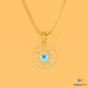 HappyRabbit - Kalung Liontin Evil Eye Bunga Hati Biru | Titanium Steel 18K Anti Karat HR11016