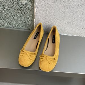 Giày Bệt Nữ Cổ Điển Da Lộn Đỏ Bạc Tăng Chiều Cao