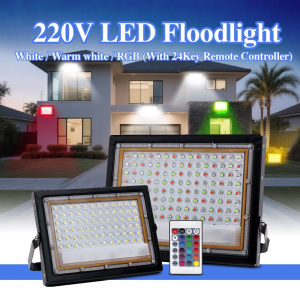LED Floodlight 50W/100W Spotlight Ip65 Waterproof White/Warm White/RGB AC220V/DC12V SMD2835 High Brightness LED Floodlight/Sports Light/Outdoor Light with Remote Control