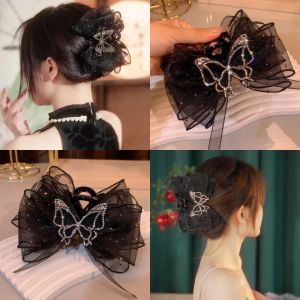 Thời trang Hàn Quốc Bow lưới kẹp tóc thanh lịch Zircon đơn giản hairclip Kẹp tóc càng cua Phụ kiện tóc cho nữ phụ nữ