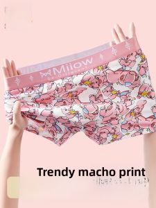 MiiOW | Pure Cotton Mens Underwear Thin Model Boys Cute Briefs Summer Lightweight Teenagers Boxer Shorts Flat Angle Design MiiOW Catman