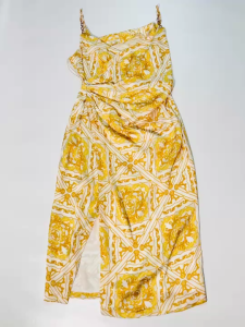 ชุดเดรสสายเดี่ยวซัมเมอร์ลายดอก สีเหลือง สไตล์เกาหลี งานป้าย *มีตำหนินะคะ