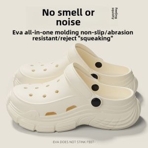 Eva Thick Bottom Anti-Slip Odor Resistant Beach Sandals Womens Summer Outdoor Wear Hole Hole Shoes Slip-On Slippers