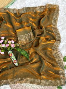 [PRE-ORDER] 2026 AUGUST ARRIVALS LUXURY UNSTITCHED SAREE WITH UNSTITCHED BLOUSE GRAND DINNER WEAR | SHIMMERING BOLLYWOOD SAREE | UNSTITCHED SAREE AND BLOUSE GRAND DINNER COLLECTION | WEDDING DINNER WEAR
