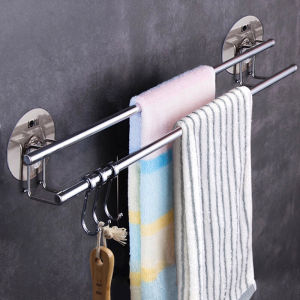 No-Drill Bathroom Towel Rack Stainless Steel Storage Shelf Toilet Paper Holder over the Door Hook Home Cleaning Tools Organizer