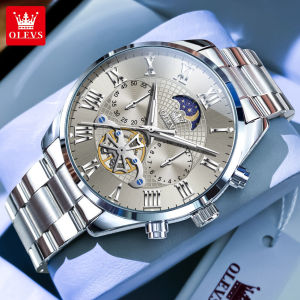 OLEVS watch men original waterproof luminous multi-function chronograph tourbillon dial stylish high-end stainless steel quartz watch for men