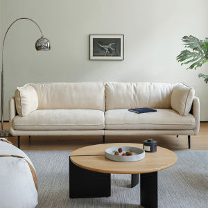 Nordic Style Cat Scratch Resistant Fabric Sofa Modern Straight Row Small Household Living Room Milk Cream Style Homestay Sofa