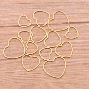 10pcs 3 Size Heart Charm Gold Color Stainless Steel Pendant Open Bezels Hollow Pressed Resin Frame Mold Bezel DIY Jewelry Making