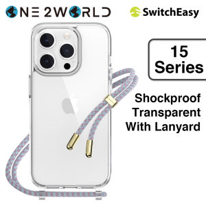 SwitchEasy Play iPhone 15 15 Plus 15 Pro and 15 Pro Max Case Transparent PC & TPU Shockproof Cover With Adjustable Lanyard Strap Crystal Clear Slim Fit Drop Protection