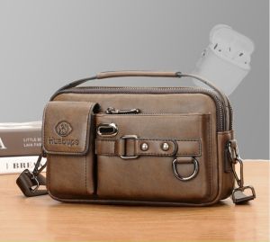 Túi Đeo Chéo Nam Da Cao Cấp Huabups Sang Trọng Lịch Lãm Màu Nâu