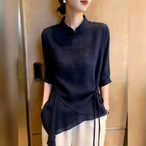 OU ZHI YAN FASHION | French Design Belted Casual Top