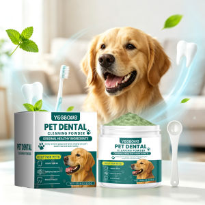 YEGBONG | 100G Pet Dental Cleaning Powder Natural Formula Cleaning Teeth Stains Prevent Plaque Eliminate Bad Odors Mild Pet Teeth Cleaner