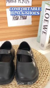 Roxanne Style Teenagers Girls Black Leather Shoes School Shoes 657