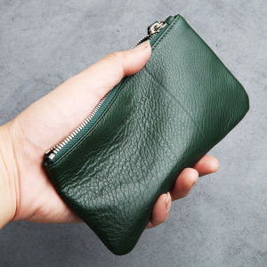 Mens True Leather Wallet with Zipper Large Capacity Long Style Pure Color Top Layer Cowhide Ideal for Youth