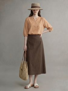GULILI | French Retro Orange Brown Embroidered Dress Set