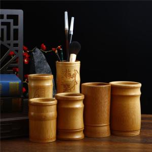 Defasilk | Natural Bamboo Wood Multi-functional Retro Round Pen Holder