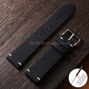 18mm 19mm 20mm 21mm 22mm 24mm Vintage Soft Oil Wax Watch Band for Seiko Cowhide Watch Strap Mens Crazy Horse Leather Watchband
