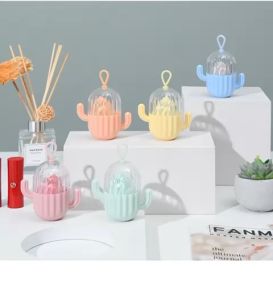 FH Spons Beauty Blender Wadah Bentuk Kaktus / Sponge Spons Make Up Kotak Penyimpanan Transparan