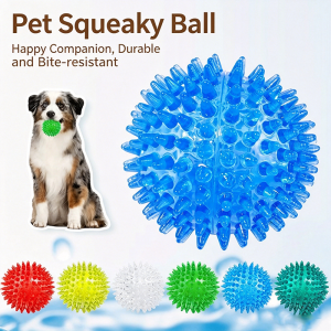 High Bounce TPR Spiky Dog Toy Ball Squeaky Bite Resistant Indestructible Molar Teeth Cleaning Interactive Self Play Relief Bored