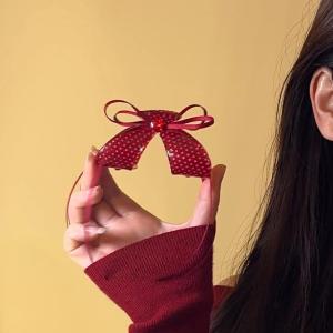 New Red Polka Dot Hair Accessories Simple Hong Kong Style Festive Clip Versatile Beach Side Hair Grips Fashionable Hair Accessories