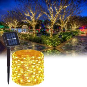 Outdoor Waterproof Solar Fairy Lights 12M 100LEDS Garden Solar Decoration Wire String Lights for Tree Party Wedding Garden Patio