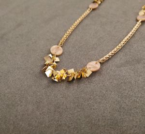 DaVee Gold shape fancy western look Pink resin long necklace