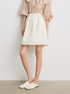 High Waist A-Line Mini Skirt Womens White Flower Bud Half-length Skirts Autumn Season Simple Style Commute Polyester Fiber